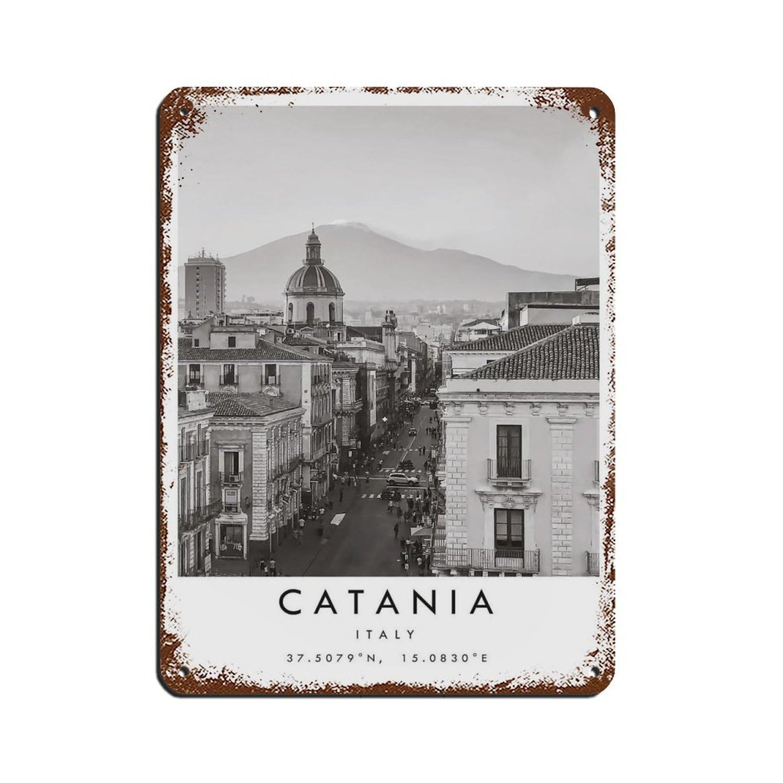 Catania Travel, Catania Poster Retro Poster Metal Tin Sign Chic Art Retro Iron Painting Bar People Cave Cafe Family Garage Poster Wall Decoration 12x16inch(30x40cm)