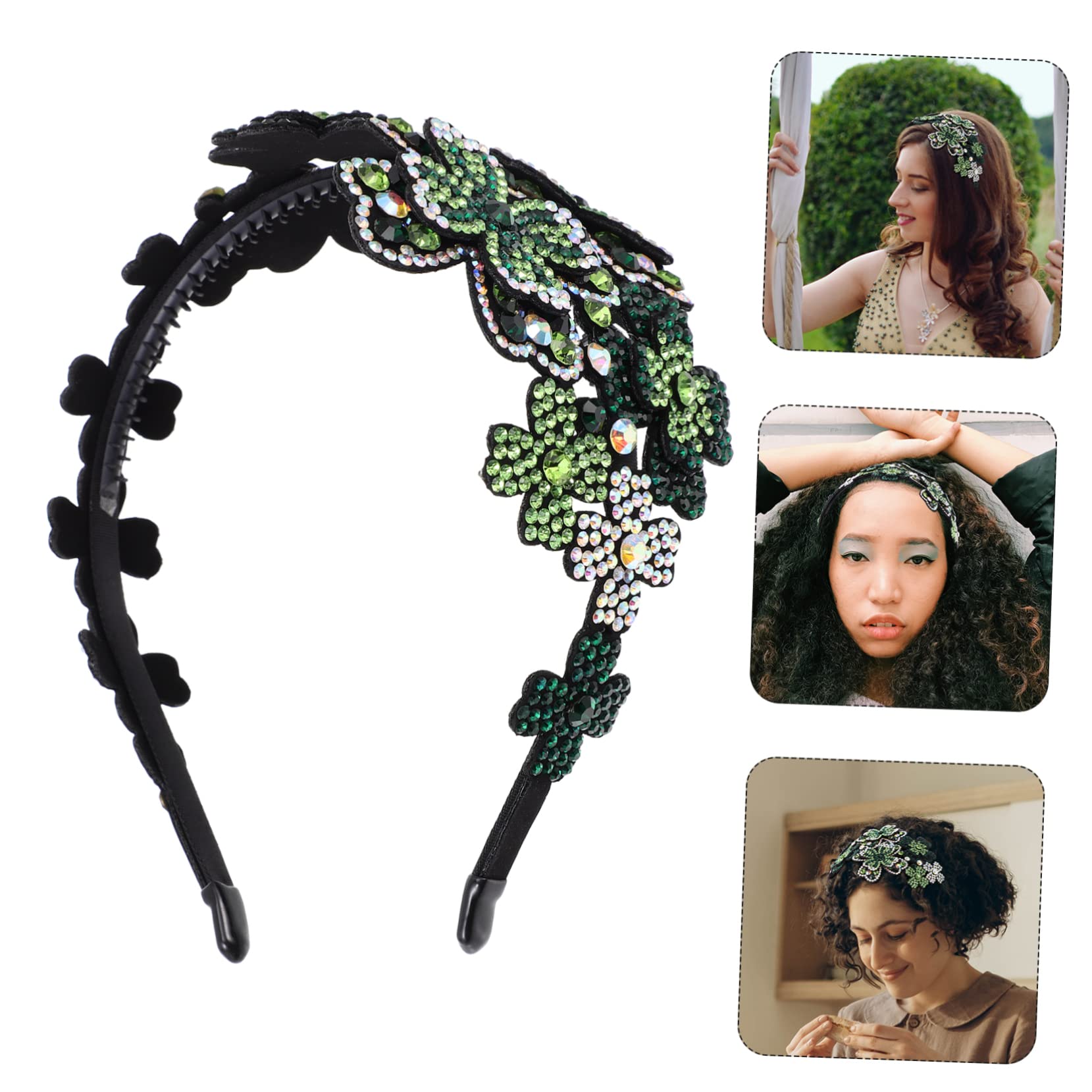 Diadema Ancha Flores y Gemas de Imitación para Mujeres