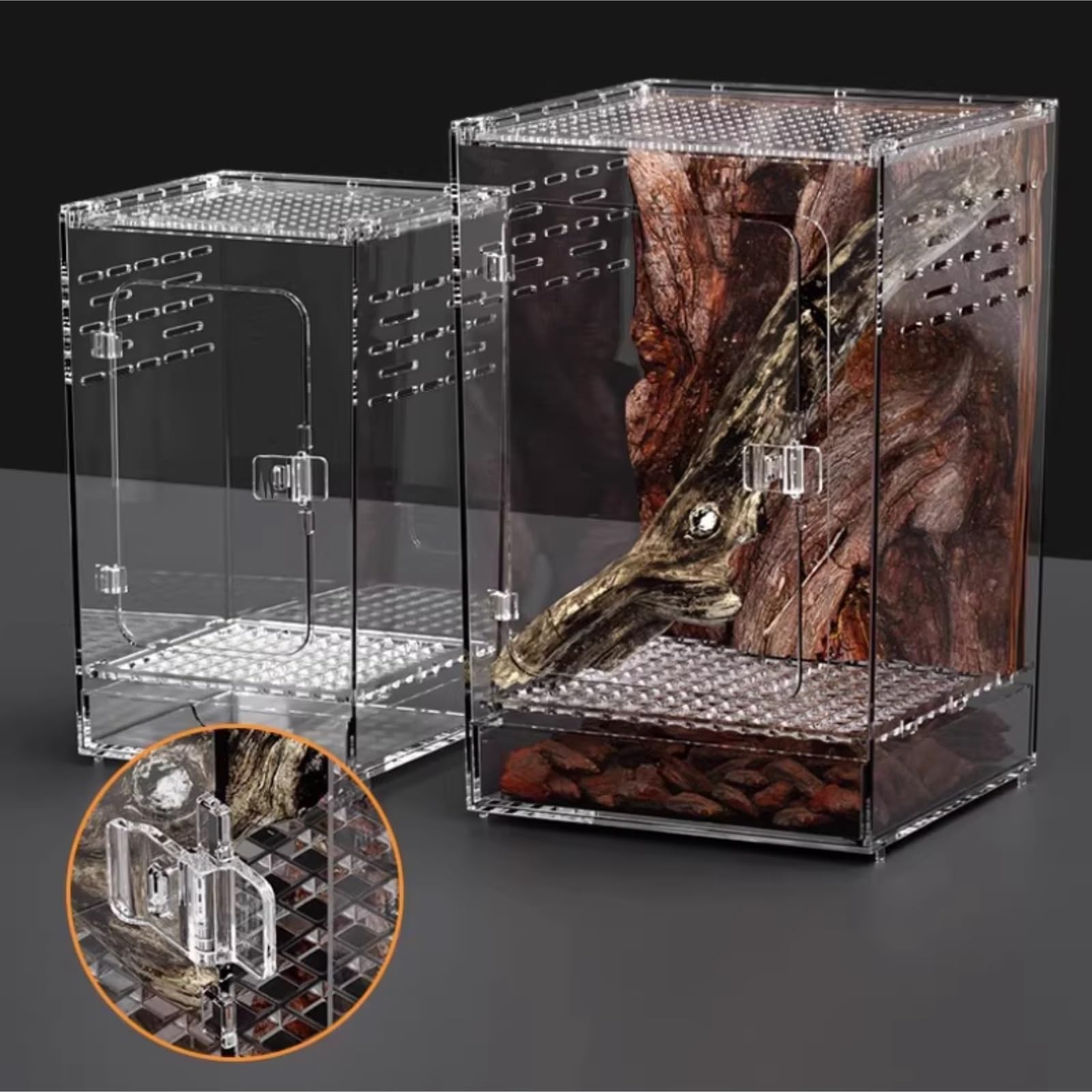 Pudełko Do Karmienia Akrylowa Obudowa Dla Pająków Skaczących Z Otworami Wentylacyjnymi Terrarium Dla Gadów(15x15x25cm)