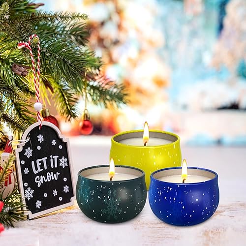 Miniatura 3 de Velas perfumadas de lata pequeña de Navidad, paquete de 3 velas perfumadas para el hogar, velas perfumadas de larga duración de 90 horas, velas de