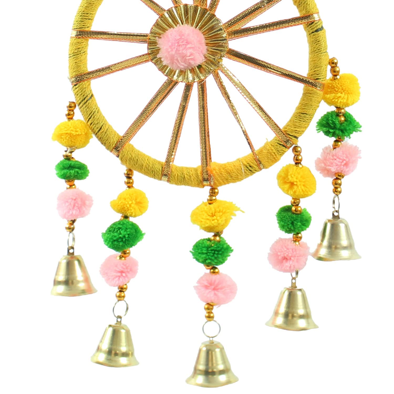 Eclectic Home E Home Decorative Wall Door Hanging Latkan Toran with Bells for Main Door Entrance Pooja Room Rajasthani Traditional Decoration Items (Multi, Set of 4, 30 cm x 13 cm) 3