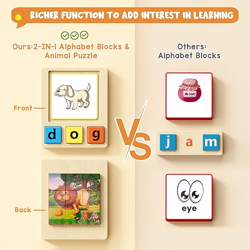 Miniatura 6 de Juegos de fonética de ortografía para niños de 4 a 8 años, 2 en 1 con palabras visuales, rompecabezas del alfabeto, actividades de aprendizaje