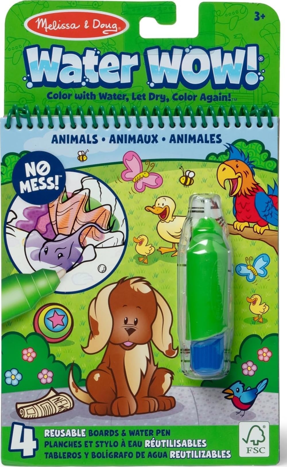 Melissa & Doug On the Go Water Wow! Mess Free Coloring Book, Reusable Water-Reveal Activity Pad, Animals, Travel Toys, Party Favors, For Toddlers & Kids Ages 3+ - FSC Certified