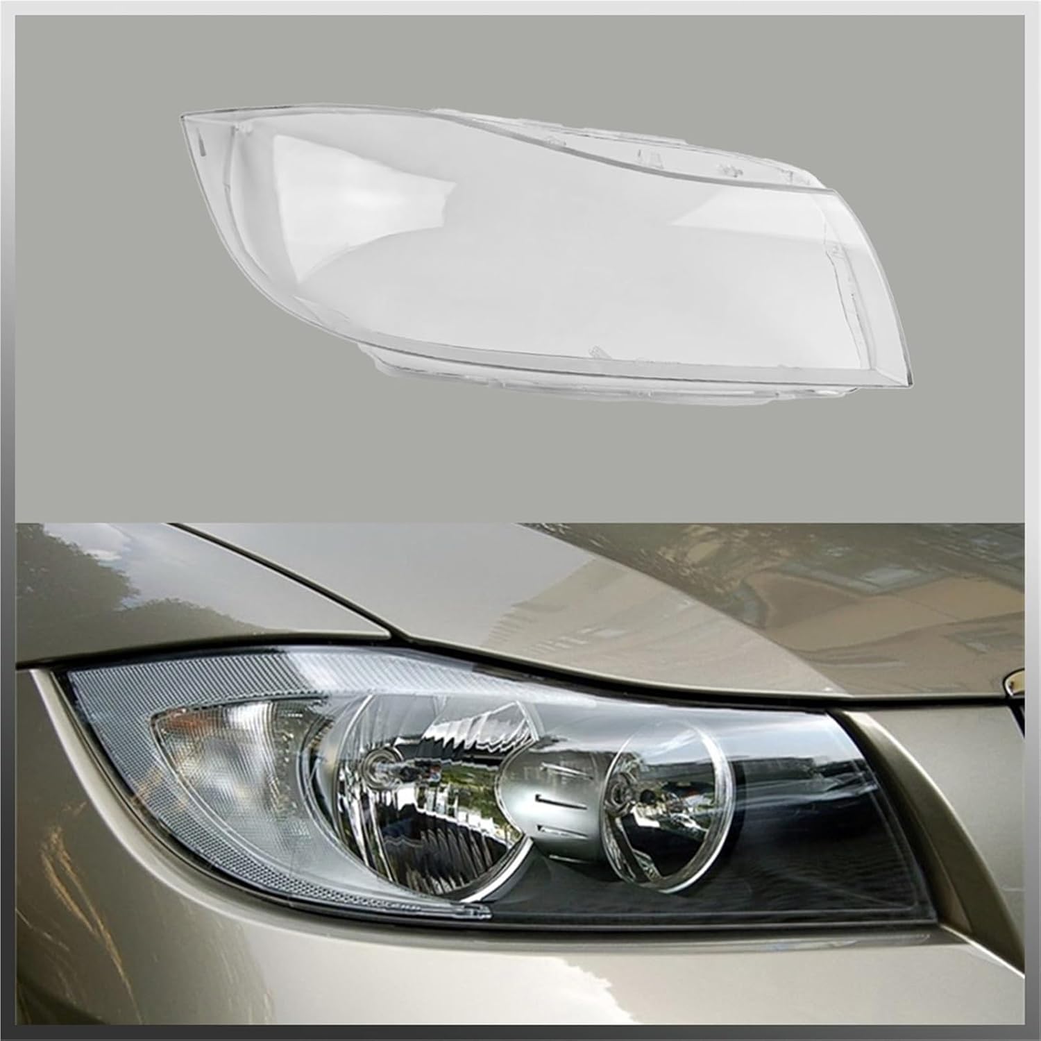 Compatible For BMW 3 Series E90 2004~2012 Halogen Headlight Cover Transparent Lampshade Headlamp Shell Replace Original Lens Plexiglass(Low Left Side) (Low Right Side)