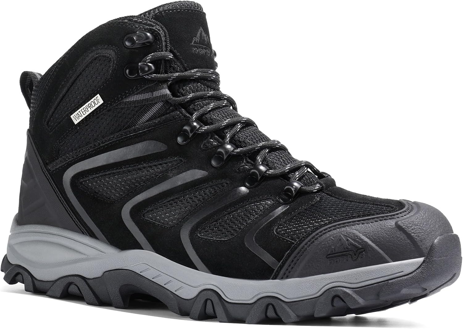 NORTIV 8 Men's Ankle High Waterproof Hiking Boots Outdoor Lightweight Shoes Trekking Trails Armadillo thumbnail