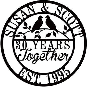 Personalized 30th Wedding Anniversary Metal Sign Gifts for Couple Parents Husband Wife, Custom Happy 30th Anniversary Wedding Gifts for Couples Parents