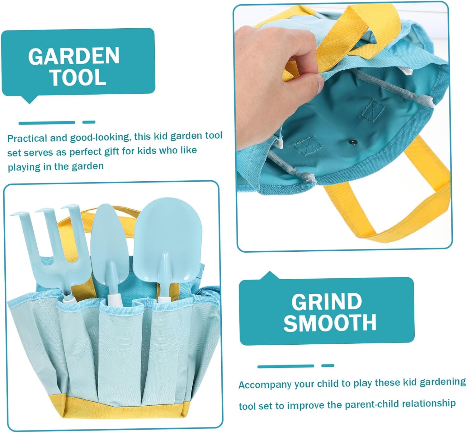 Hemoton Boys and Girls Gardening Tools Set Hand Planting Rake Shovel Watering Can Storage Bag Safe Fun for Boys and Girls