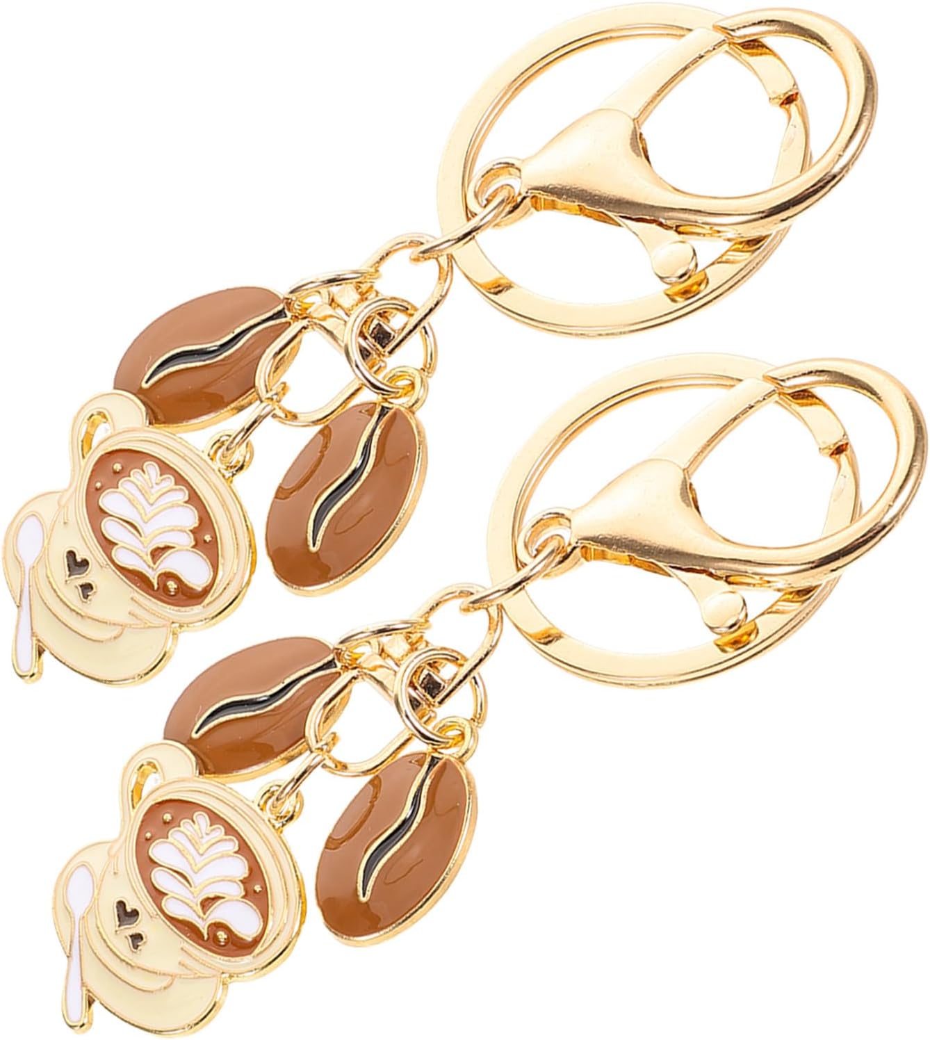 Healifty 2pcs Coffee Beans Keychain Cup Metal Keyring for Bags and Purses