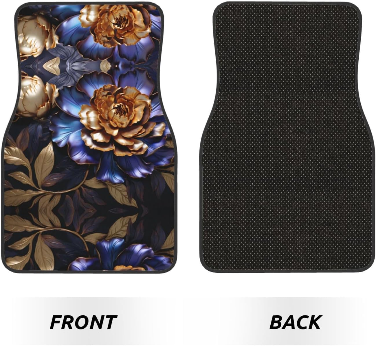 Metal Peonies Patterned car mats 4-piece set | For cars/SUVs/trucks | Firm fit without displacement