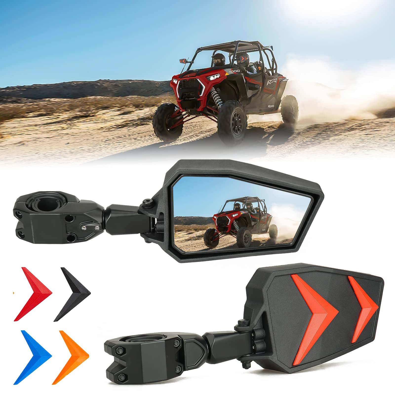 Buy Youxmoto UTV RZR Side Mirrors, Fits 1.75 2" Roll Bar, Compatible