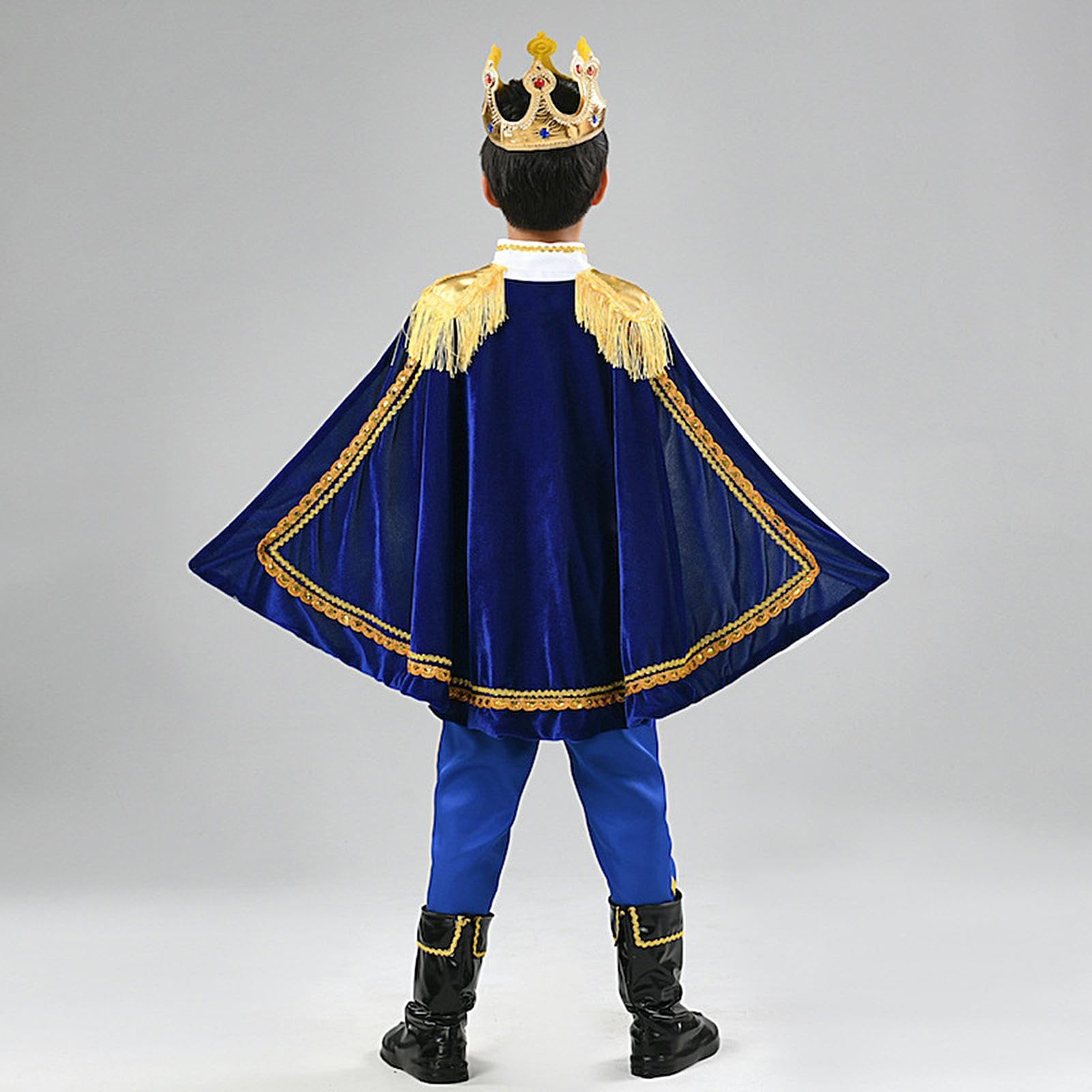 Costume da Re per Bambini Costume Medievale Reale di Halloween 7 Pezzi con | Travestimento Cosplay Ragazzi per Bambini Festa Carnevale Uso Quotidiano Foto di Scena Oggetti di Scena Celebr