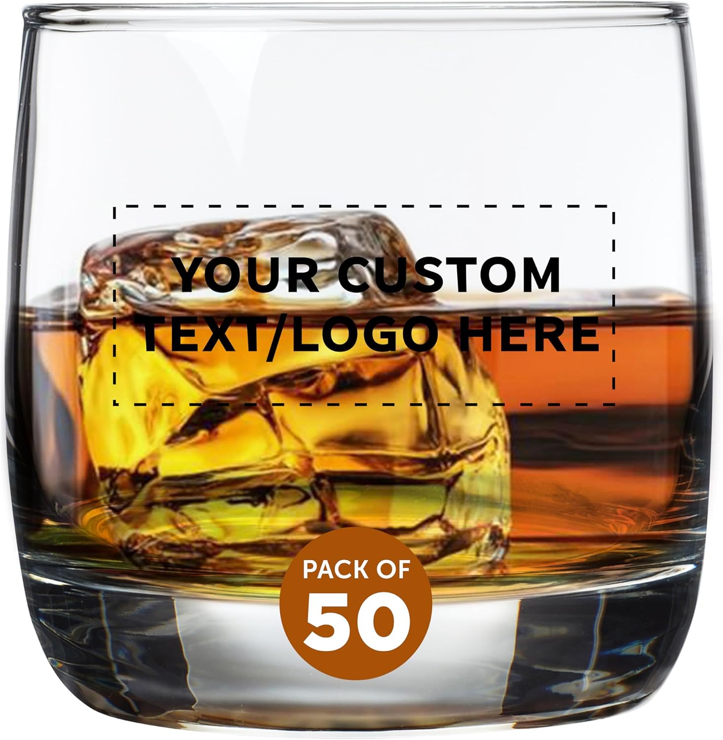 Custom Nordic Whiskey Glasses by ARC 10 oz Set of 50, Personalized Bulk Pack - Heavy Base Old Fashioned Glass, Perfect for Scotch, Bourbon, Whiskey, Cocktail - Clear