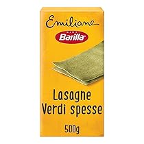Barilla Pasta Le Emiliane Lasagne Verdi, Pasta all’ Uovo con 100% Uova Fresche Italiane e Spinaci, Sfoglia Porosa e Delicata, 500 g