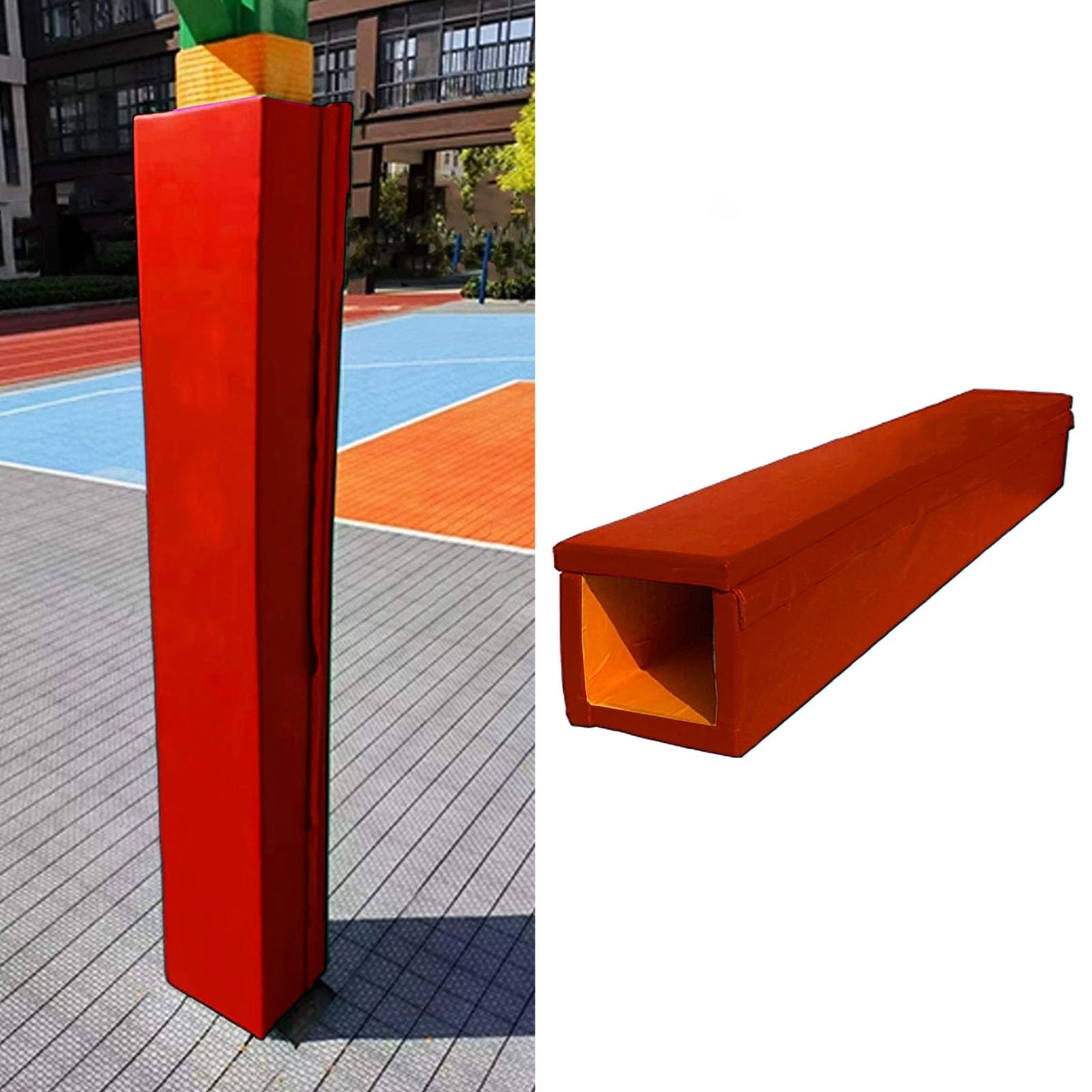 Outdoor Pole Padding Covered on All Sides, Square Basketball Pole Pad Fit 4x4 5x5 6x6 8x8 in Posts, Gym Garage Basement Pole Wrap Protection Barrier(Red,6"x6"(15x15cm) Pole)