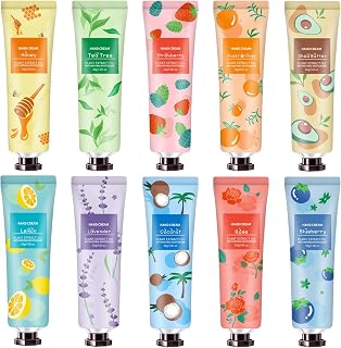 YAERZI 10 Pack Natural Hand Cream for Dry Cracked Hands - Shea Butter Moisturizing Lotion, 10 Plant Fragrances, Gifts for Women Valentine's Birthday