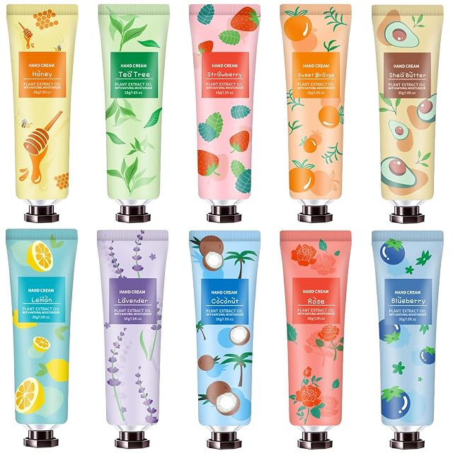10 Pack Hand Cream for Dry Cracked Hands Easter Basket Stuffers Gifts for Women Girls Mothers Day Gifts