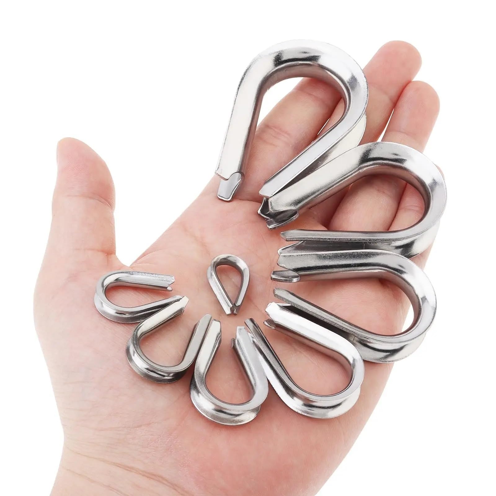 Cosses Pour Câbles Métalliques Lot de 80 anneaux en forme de cœur en acier inoxydable 304, M2-M8, serre-câbles, manchons de protection, cosses, accessoires de gréement(M6)