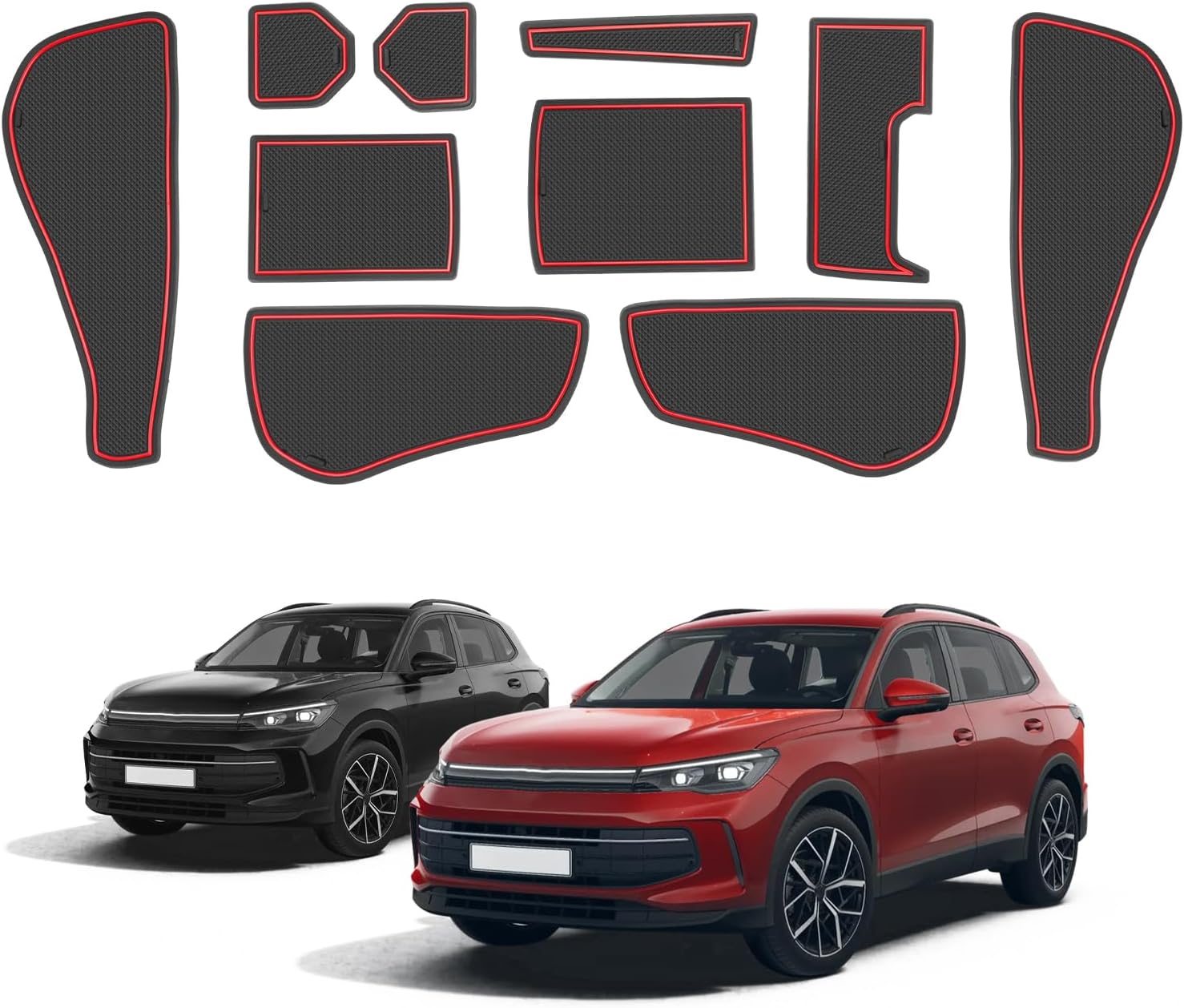 2026 MDX Door Slot Mats - 16 Pcs Red Center Console Liner for 2022-2026 Acura MDX Accessories - Non-Slip Cup Holder Mat PVC Protection for 2022-2025 2026 Acura MDX Interior Accessory