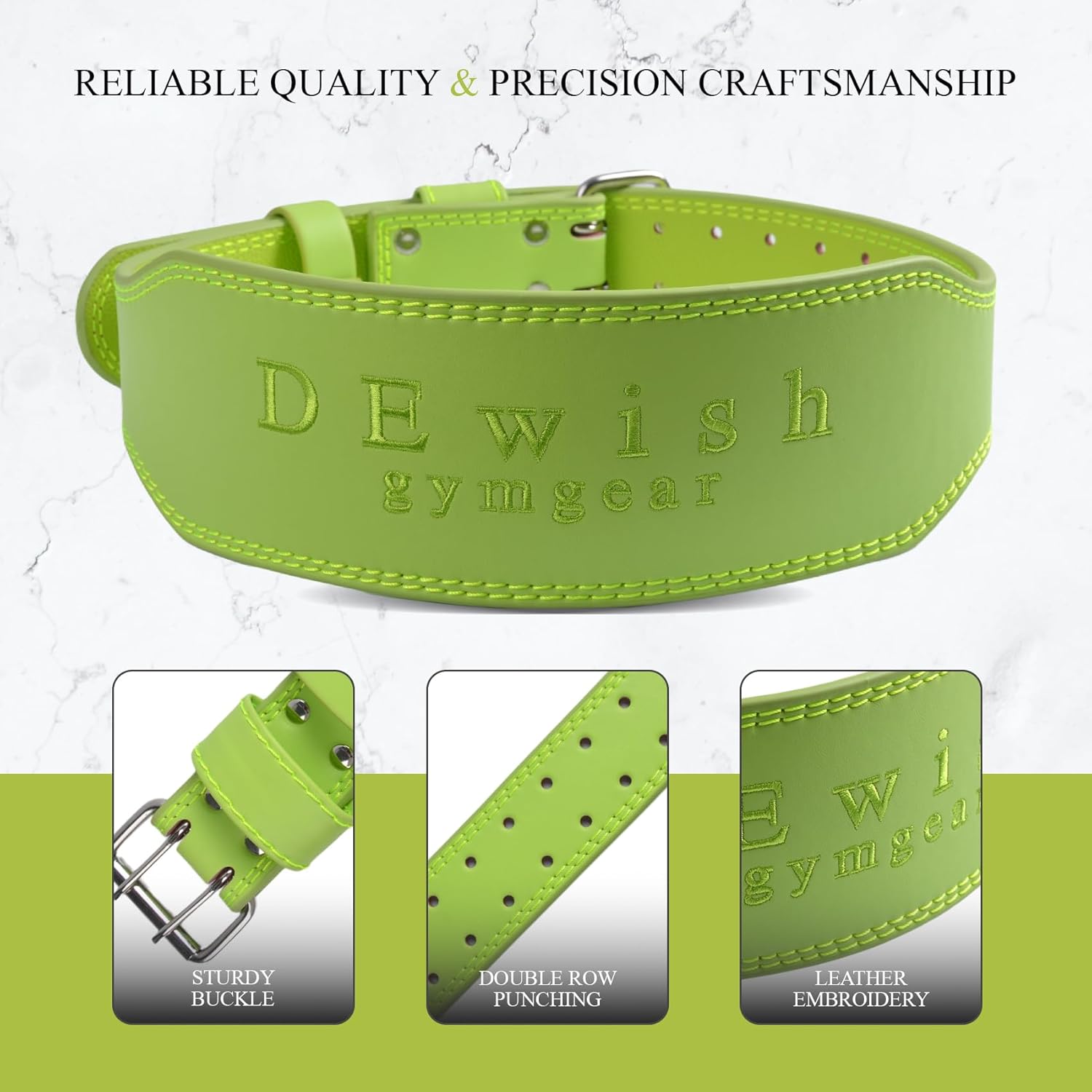 Leather Weightlifting Belt, 10 Adjustable Holes, 4”Width, Double Prong Power Belt for Gym Bodybuilding, weightlifting, powerlifting, squats and deadlifts - Image 4