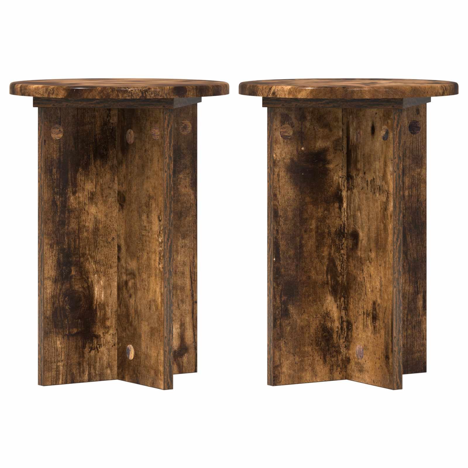Set di 2 moderni supporti per piante in legno di rovere affumicato, diametro 29,5 x 40 cm, per interni per soggiorno e ufficio, facile da montare