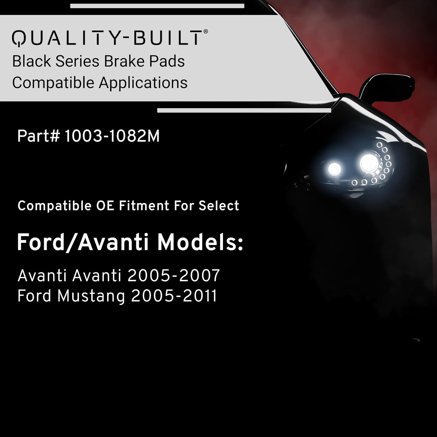 QUALITY-BUILT Rear Semi-Metallic Brake Pads, Black Series 1003-1082M, Compatible with 2005-2011 Avanti/Ford (Avanti,Mustang)
