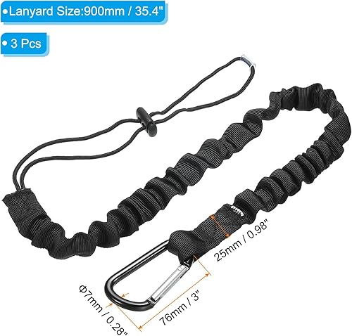 Miniatura 2 de PATIKIL Cordón para herramientas con gancho en D, paquete de 3 correas de seguridad de 24 pulgadas de 1 pulgada de ancho para protección contra