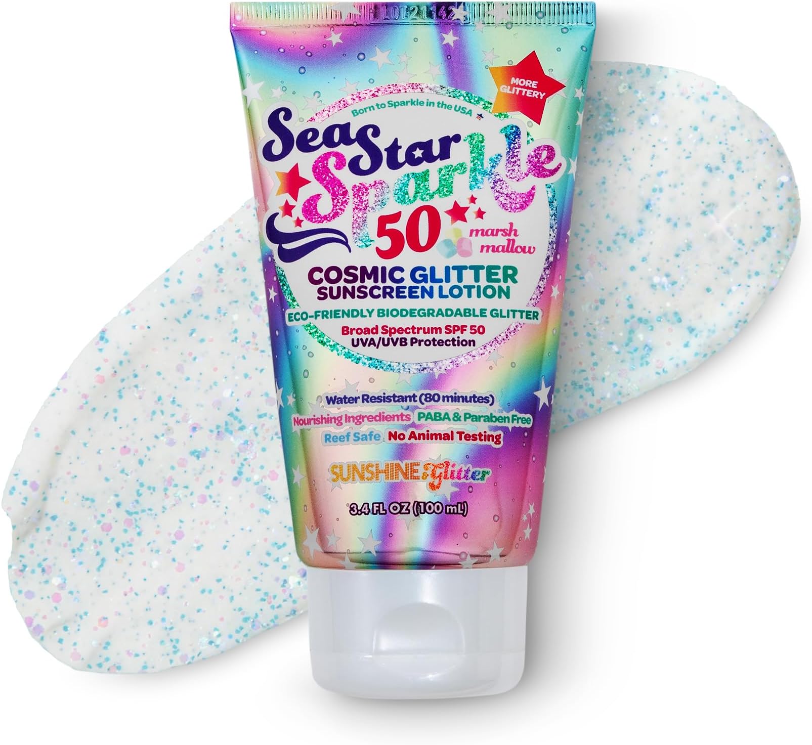 Seastar Sparkle - Cosmic Marshmallow Scented Glitter Sunscreen Lotion