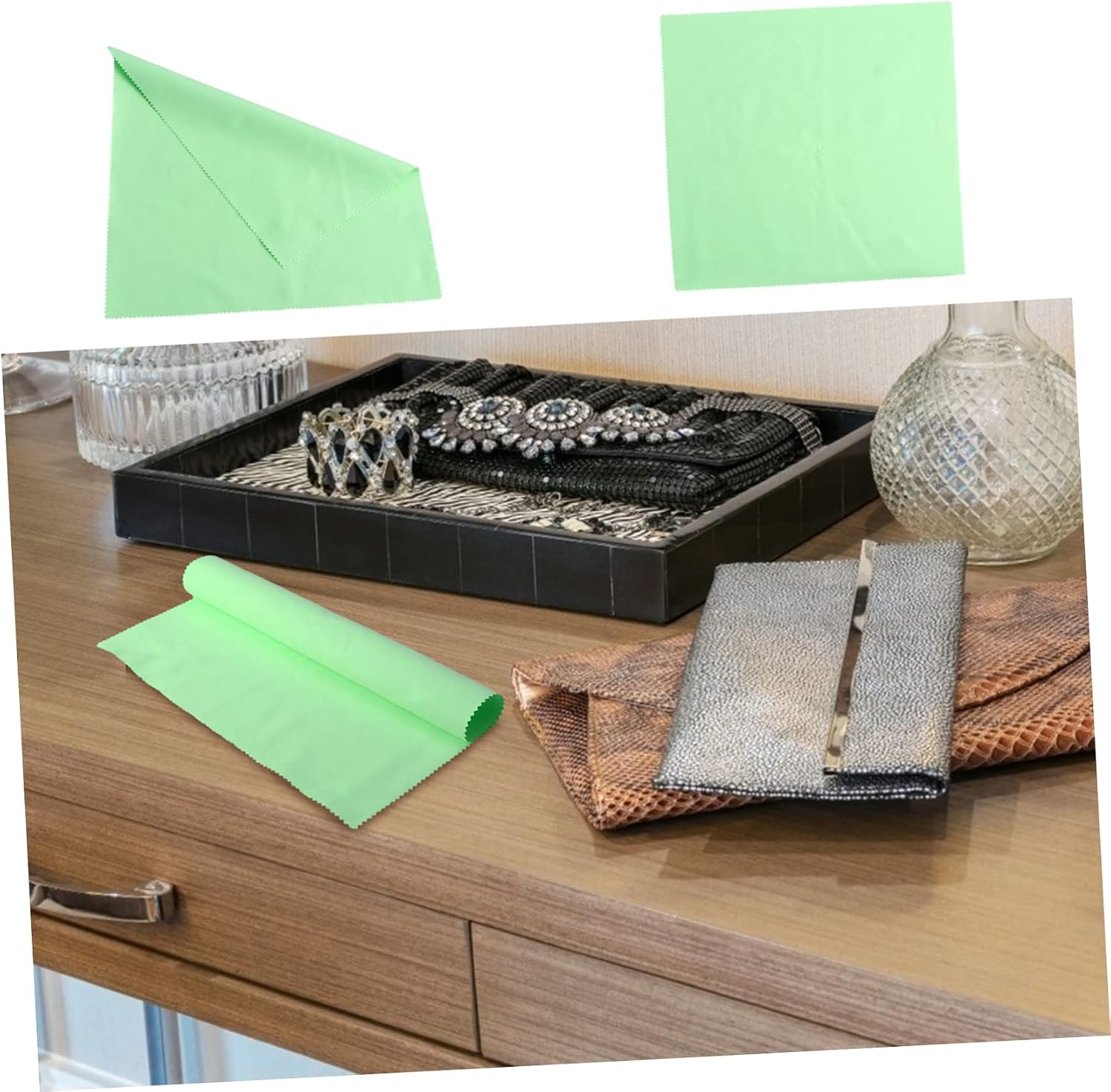 GLEAVI 6pcs Jewelry Polish Cleaning Cloth Silverware Cleaner for Jewelry Glasses Soft Reusable Wiping Cloth Random Color image 5