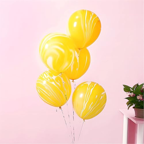 Miniatura 6 de Globos amarillos de teñido anudado, 30 unidades, globos de látex de mármol de ágata de 12 pulgadas, para suministros de fiesta de cumpleaños,