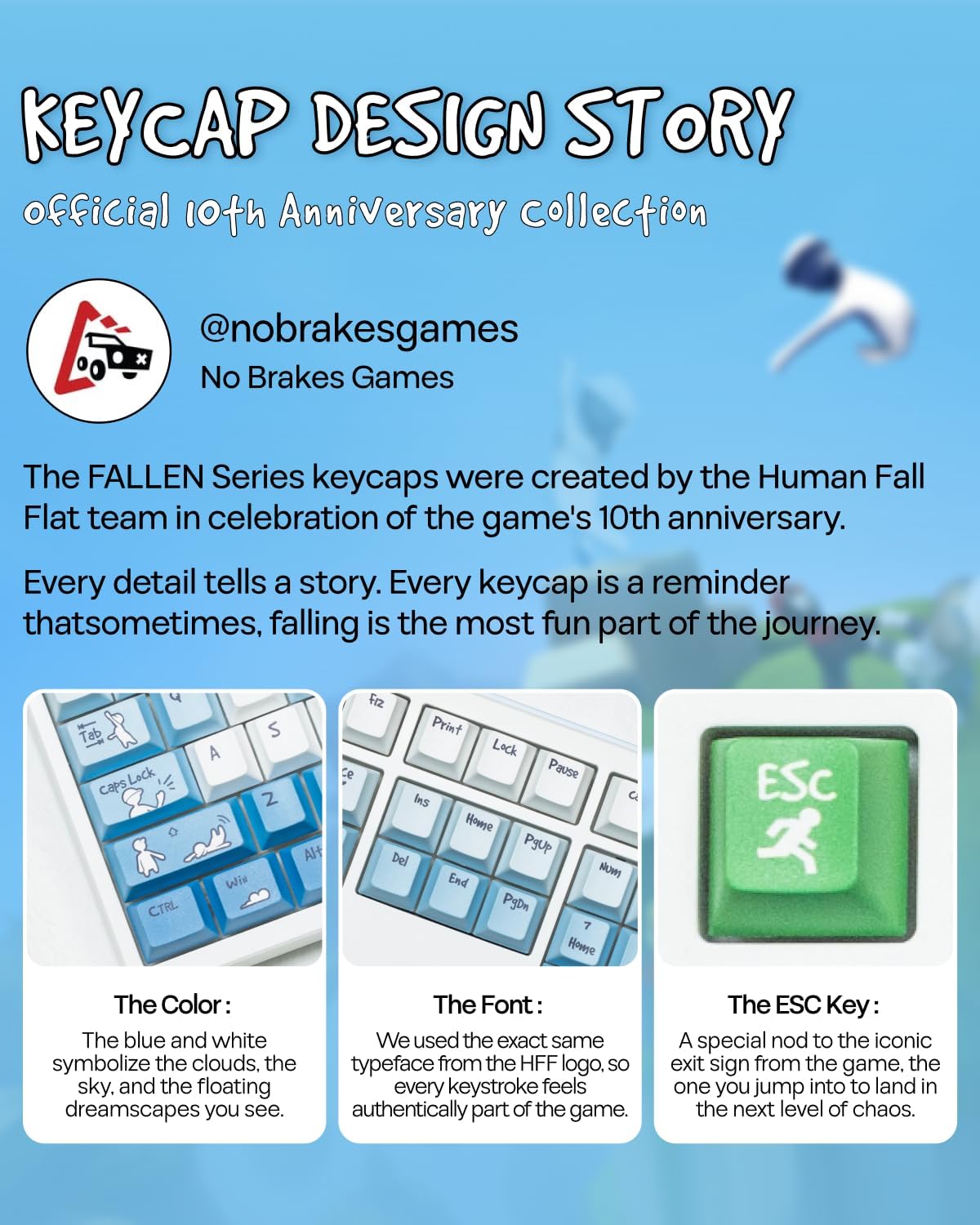 EPOMAKER x Human Fall Flat Fallen Series PBT Keycaps for Gaming Keyboard