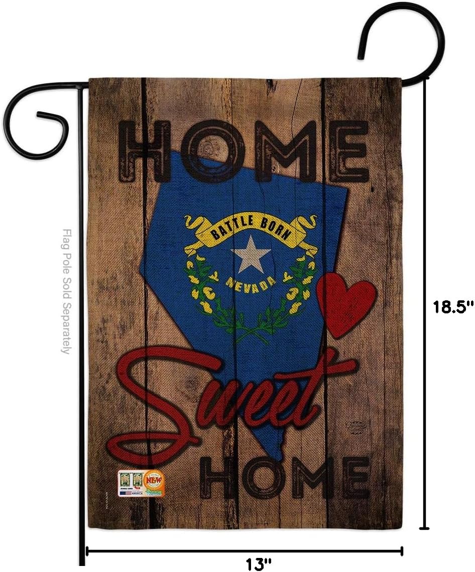 State Nevada Home Sweet Burlap Garden Flag Americana States USA American Territories Republic Country Particular Area Small Decorative Gift Yard House Banner Double-Sided Made In 13 X 18.5