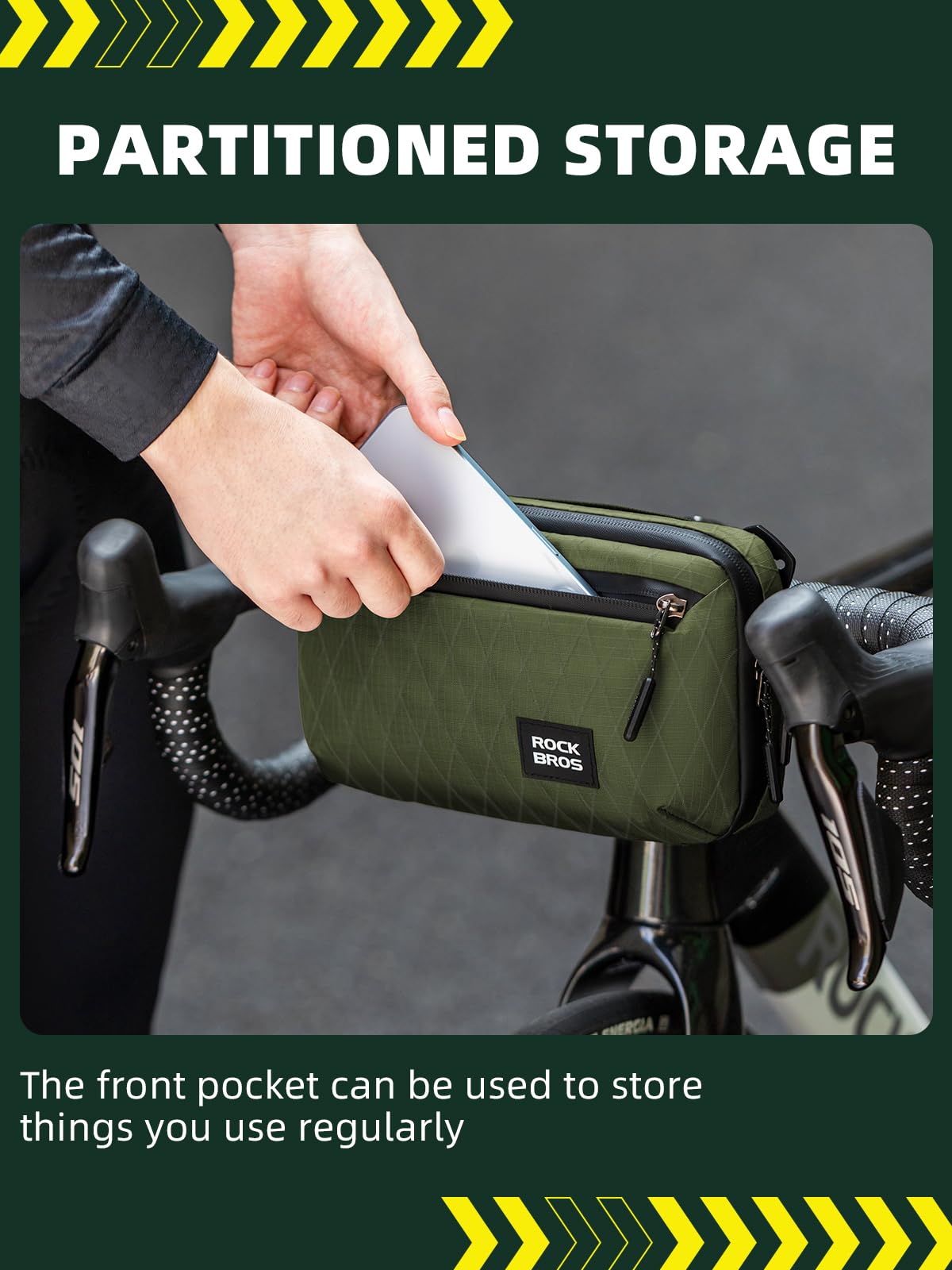 ROCKBROS Sac de guidon de vélo, grande capacité de 2,1 L, sac avant de vélo, sac de guidon à libération rapide, sac banane multifonction pour vélo, scooter, sac banane