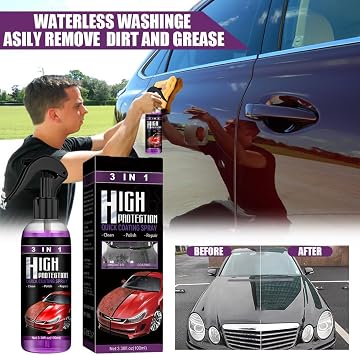 3 In 1 High Protection Quick Car Coating Spray, Ceramic Car Coating Spray, Car Ceramic Coating Agent, Car Polish Quick Coat, Car Wax Polish Spray for Cars (Most Popular Pack/Pack 3)