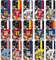 Vista 8 de Fundas personalizadas con nombre y número de fútbol para iPhone 11, 12, 13, 14, 15, 16, 17, 16 Pro Max Plus Mini, Samsung Galaxy Note10 Note20 S8 9
