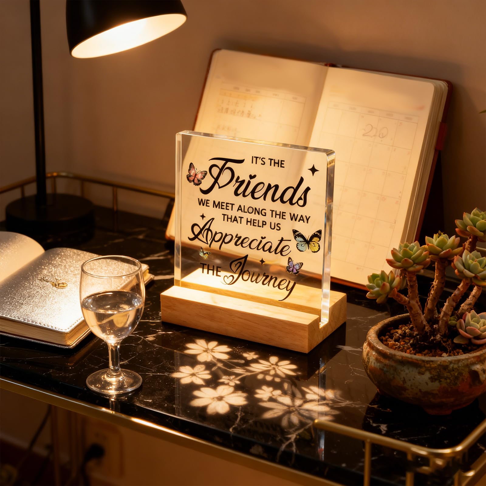 New Friendship Gifts for Women Birthday Gift for Friends Female Women Inspirational Encouragement Desk Decor for Friend Long Distance Friendship Gift