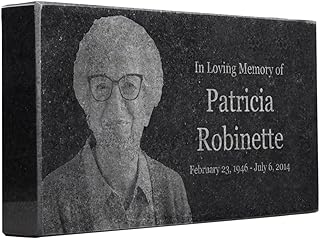 Black Granite Memorial Headstone for Lost Loved Ones, Dogs, Cats, and Family Pets. " Great for Your Garden, Tree Dedication, or in a Cemetery. Includes your personal text and photo (8 x 4 x 1")