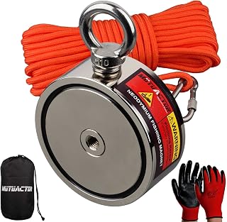 MUTUACTOR Two Sides Magnetic Lift Set 1200LBS*2 Vertical Pull Force Recovery Salvage Magnet with M10 Eyebolt 15M Durable Rope