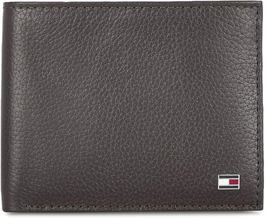 Tommy Hilfiger Men's Global Coin Wallet Felix - Brown | 1 Coin Pocket | 2 Compartments | 4 Cards Slots | Stylish Men's Lea...