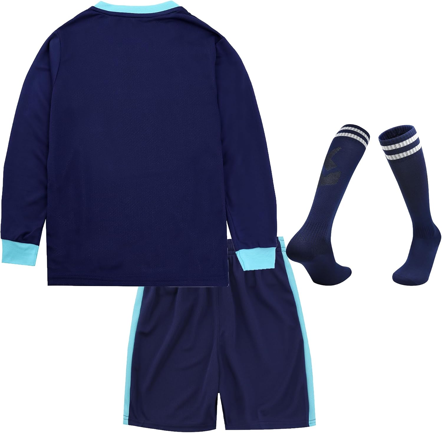 Hiheart Boys Soccer Goalie Jersey and Shorts Set with Socks Long Sleeve Athletic Shirt