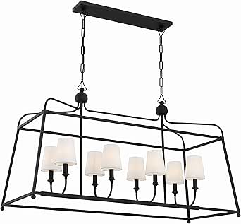 Crystorama Libby Langdon Sylvan 8 Light Black Forged Linear Chandelier