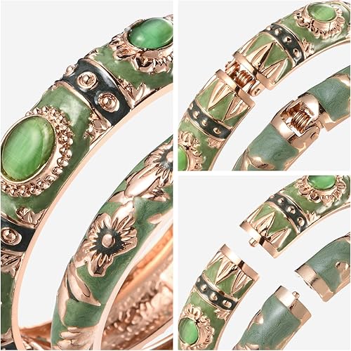 Miniatura 4 de UJOY Colorido Cloisonne Pulsera Joyería Esmalte Artesanía Oro Primavera Bisagra Cumpleaños Vacaciones Fiesta Regalos Brazaletes Mujer 55A48