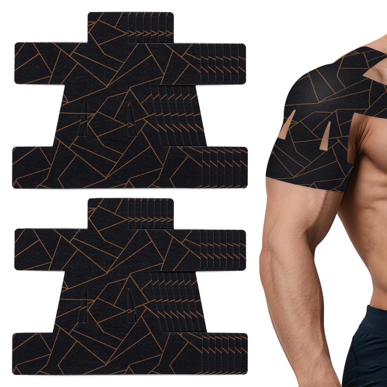 15PCS Kinesiology Tape for Shoulder Kinesiology Tape Precut Strips for Shoulder Support Support Stability Waterproof Breathable Elastic Sports
