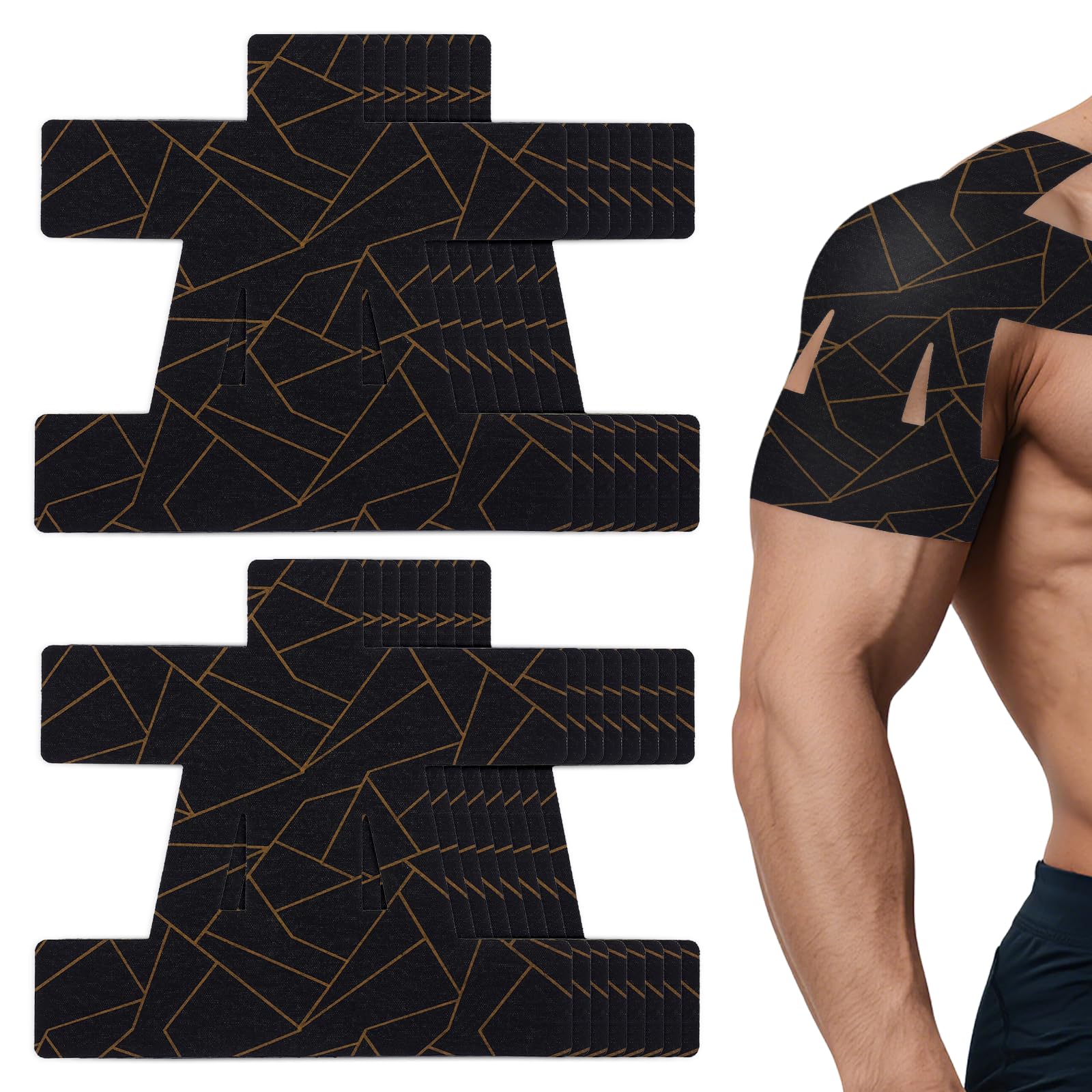 15PCS Kinesiology Tape for Shoulder Kinesiology Tape Precut Strips for Shoulder Support Support Stability Waterproof Breathable Elastic Sports
