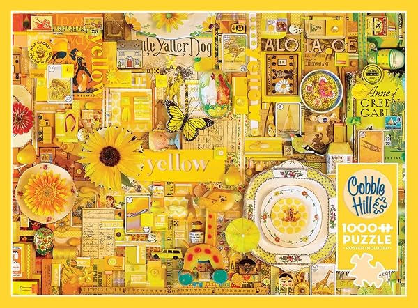 Cobble Hill 1000 Piece Puzzle - Rainbow Collection: Yellow - Sample Poster Included by Cobble Hill Puzzle Company Ltd. - Used condition - Image 6
