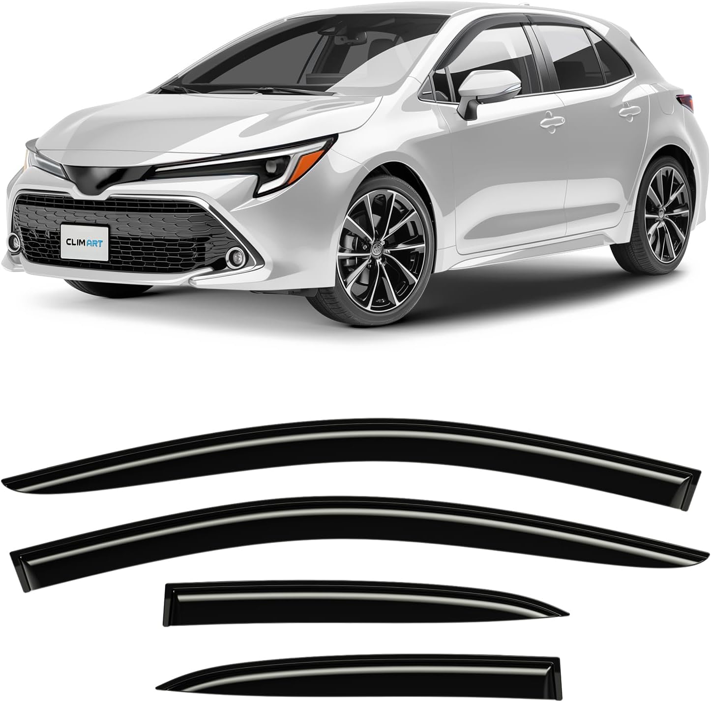 CLIM ART Incredibly Durable Rain Guards Compatible with Toyota Corolla 2020-2026 Hatchback, Original Tape-on Window Deflectors, Vent Deflector,Window Visors, Car Accessories,4pcs. - 420212