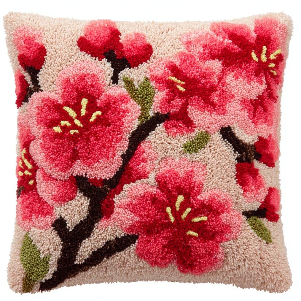 AxiangziK Pre-Printed Latch Hook Pillow Kit,Plum Blossom Branches
