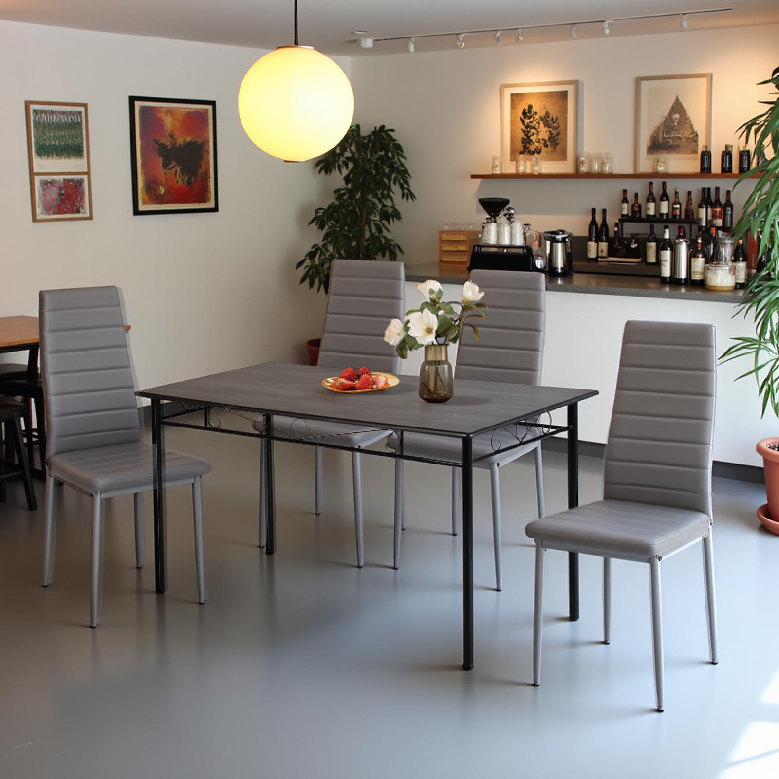 buybyroom set 6 sedie sala da pranzo grigie, sedie cucina moderne con gambe in metallo sedie imbottite, Semplici da montare adatto per sala da pranzo, soggiorno, cucina