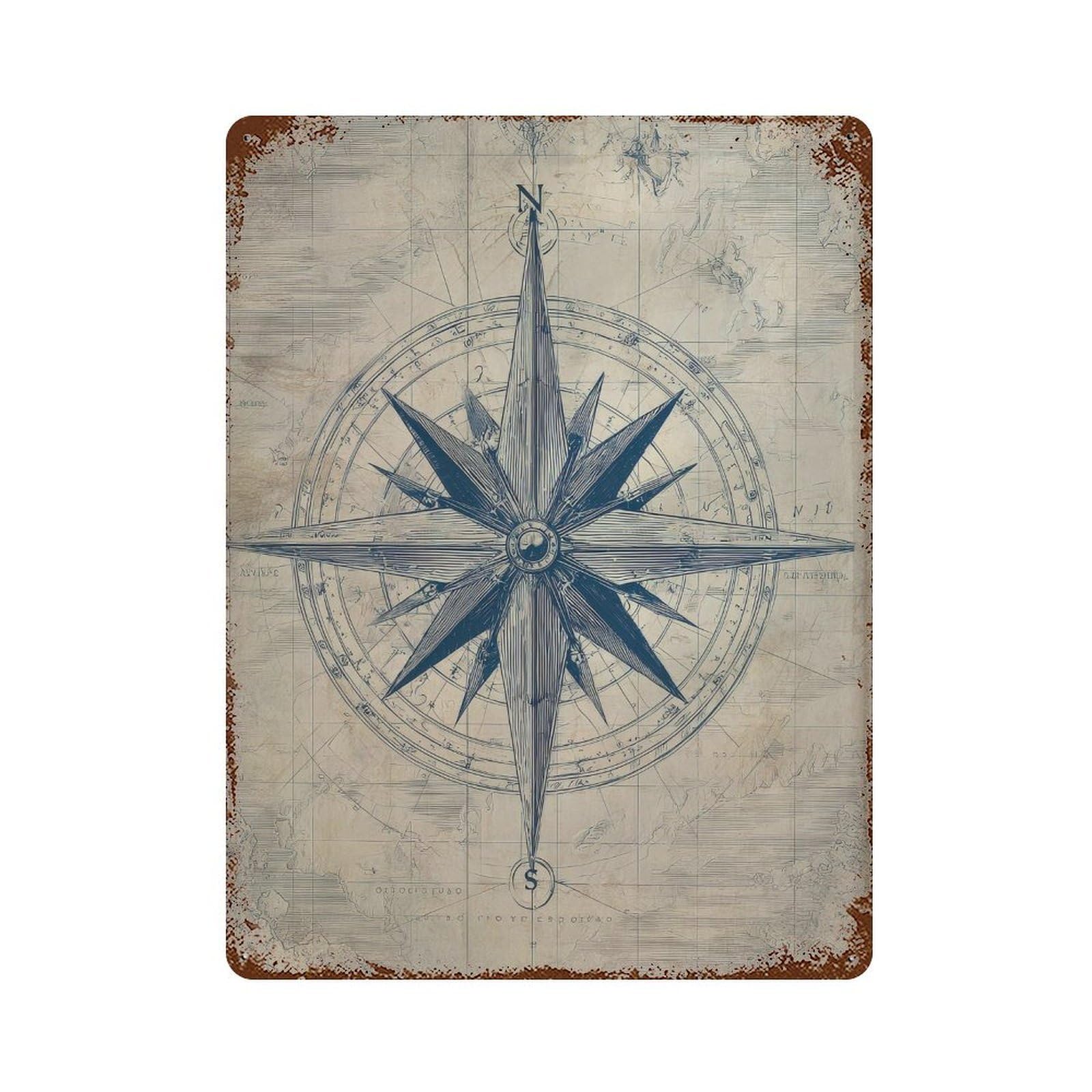 xiaoxiaoshen Compass Rose. Nautical Wall Decor Art Metal Tin Poster Modern Home Decor Art Home Bar Shop Decorations Vintage Sign 40x30cm