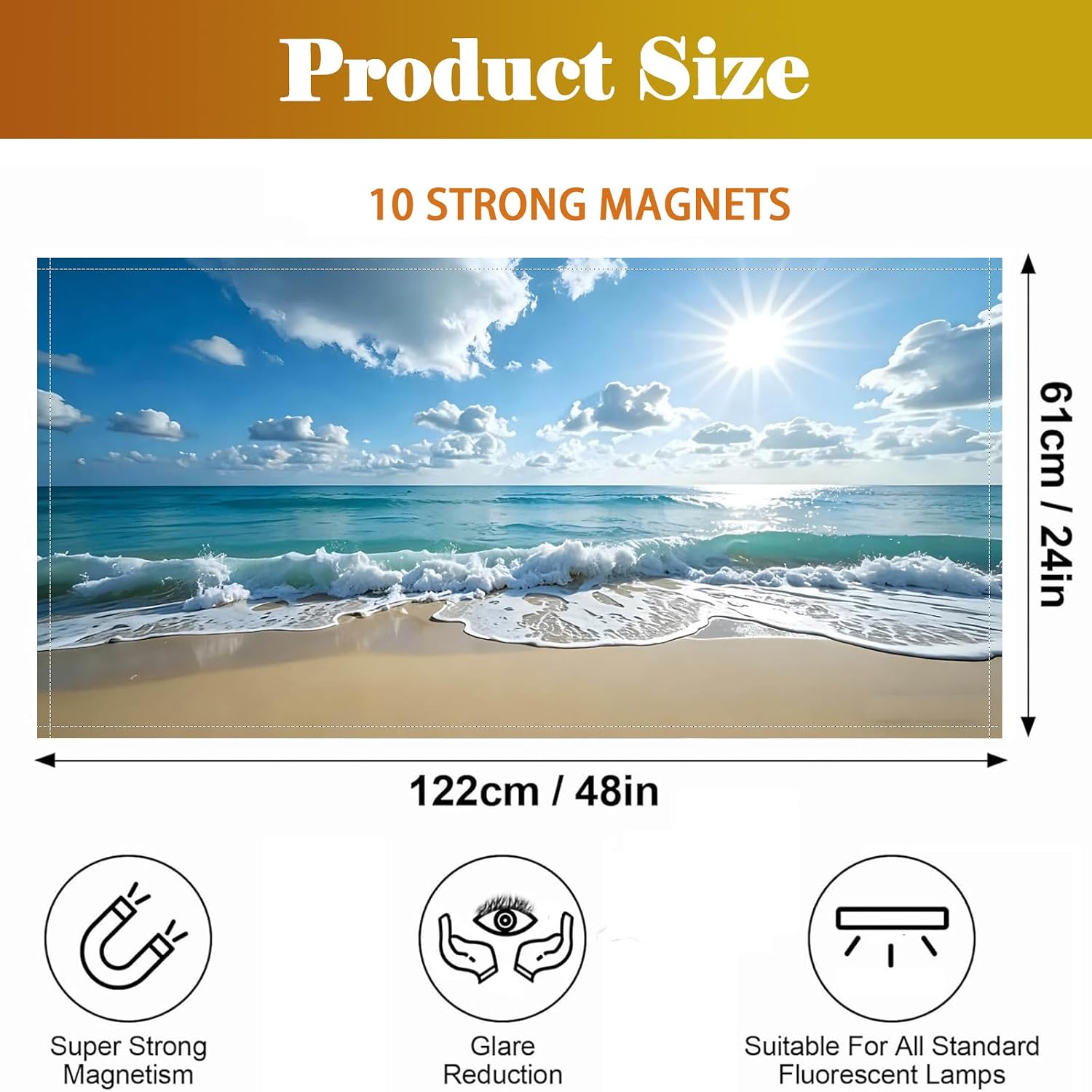 2 Pcs Fluorescent Light Cover Classroom Lighting Cover with 10 Magnets Light Filter Magnetic Ceiling Panel Decoration 2 x 4 ft Reduce Glare for Office School (Sea Sky)