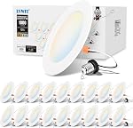 Downlight LED LVWIT 6 pouces 5CCT, 10W 1000 Lumens Dimmable, Éclairage encastré LED certifié IC, 6 pièces (2700K/3000K/4000K/5000K/6000K- 5CCT)